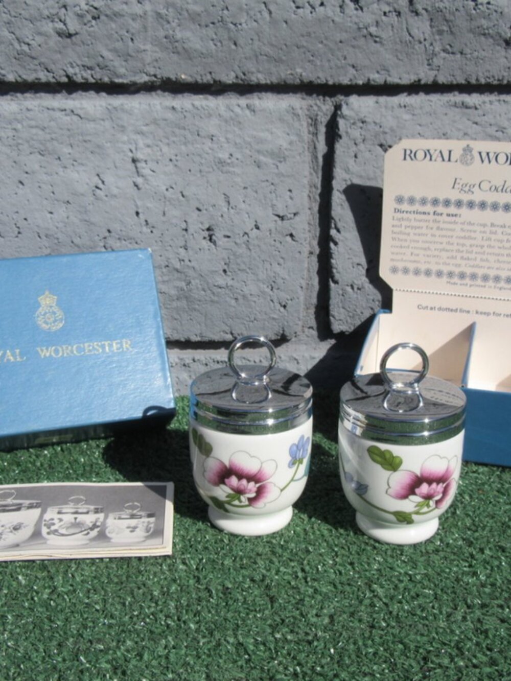 2 Brand New Royal Worcester Astley Fine Porcelain Floral Egg Coddler Cup Set
